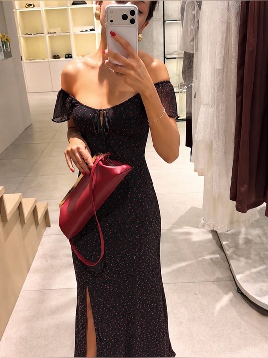 Ardene Dresses & Skirts - Ardene Mesh Floral Midi Dress Size XS Ruched Slit Coquette Cottagecore